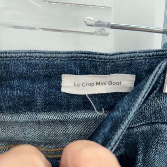 Frame Denim Women's Jeans Size 27 Le Crop Mini Boot Distressed Blue Raw Hem - Picture 9 of 16